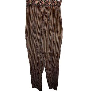 Vintage 90s WeBeBop Harem Pants Womens Size S Black Gold Striped Baggy